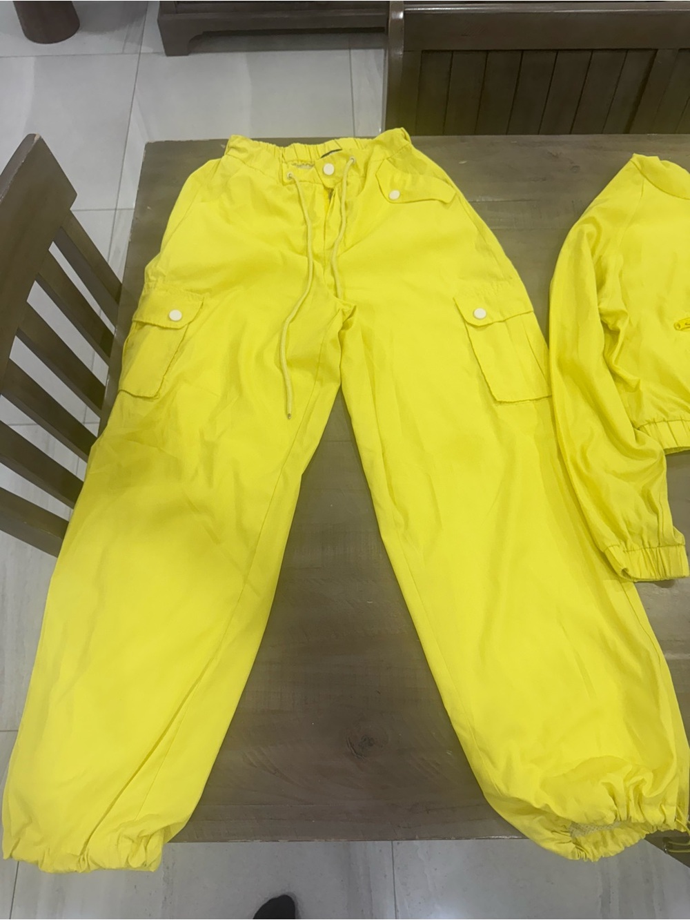 Fashion Nova Yellow Cargo Jogger 2 Piece Set Size S